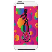 Unicycle fantástico en el circo con el fondo iPhone 5 Case-Mate coberturas