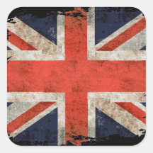 Union Jack destrozado envejecido Calcomanía Cuadrada Personalizada