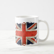 Union Jack destrozado envejecido Tazas De Café