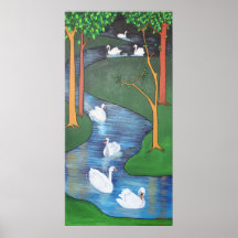 Uno-Natación de siete cisnes Posters