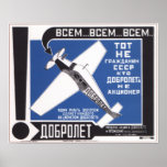 URSS Unión Soviética Dobrolet que hace publicidad  Poster