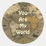 Usted es mis pegatinas románticos del mapa del mun
