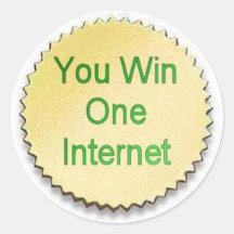Usted gana un sello del Internet - verde Pegatinas Redondas