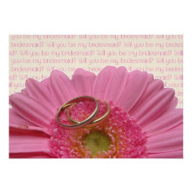 usted será mi gerbera del rosa de la dama de honor invitaciones personalizada