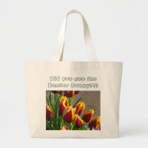 ¡Usted vio el conejito de pascua! El tulipán flore Bolsas De Mano