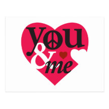 Usted y yo - corazones y paz tarjetas postales