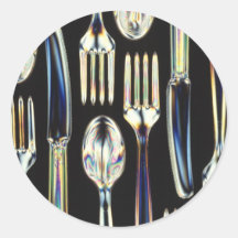 Utensilios biodegradables pegatina redonda