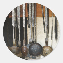Utensilios de la cocina pegatinas redondas