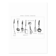 Utensilios de la cocina tarjetas postales