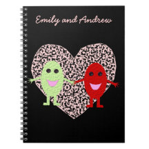 Uvas en cuaderno del personalizable del amor