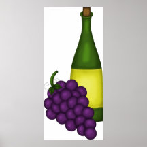 Uvas y poster del vino