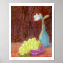 Uvas y todavía de la flor vida, poster