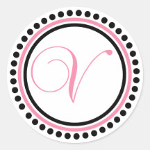 V círculo rosa claro/negro del monograma (del punt etiquetas  