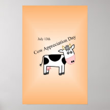 Vaca aprecio día poster nacional del 13 de julio