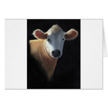 VACA DE BROWN EN PASTEL DEL ACEITE: ARTE DEL REALI TARJETA