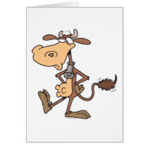vaca derecha tonta divertida del dibujo animado tarjeton