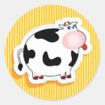Vaca divertida etiqueta