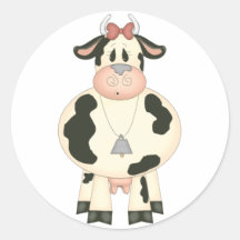 Vaca linda etiqueta redonda