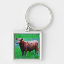 Vaca pintada de Brown Llavero Personalizado