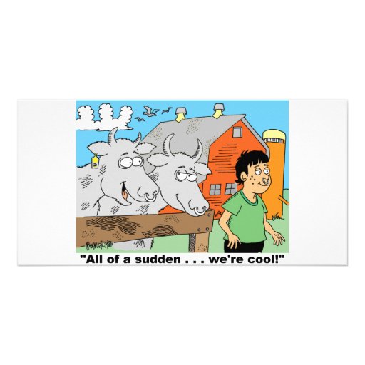 VACA/REGALOS DEL DIBUJO ANIMADO DEL NIÑO DEL ANILL TARJETA CON FOTO PERSONALIZADA