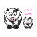 Vaca SANTA de la nariz del rosa del dibujo animado Tarjeta Postal