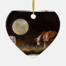 Vaca y becerro en el Moolight Ornamente De Reyes