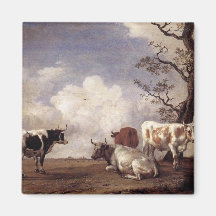 Vacas del alfarero iman para frigorífico