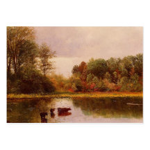 Vacas en el paisaje de riego Albert Bierstadt de A Tarjeta De Visita