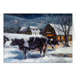 VACAS: NAVIDAD: NIEVE: ARTE: HOLSTEIN FELICITACIÓN