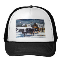 VACAS: NAVIDAD: NIEVE: ARTE: HOLTEIN GORRAS
