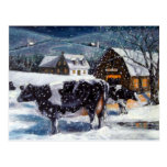 VACAS: NAVIDAD: NIEVE: ARTE: HOLTEIN POSTAL