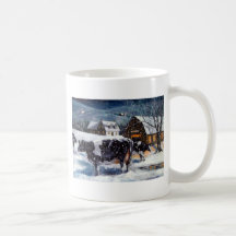 VACAS: NAVIDAD: NIEVE: ARTE: HOLTEIN TAZAS DE CAFÉ