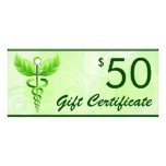 Vale del regalo de la medicina alternativa $50 del tarjetas publicitarias a todo color