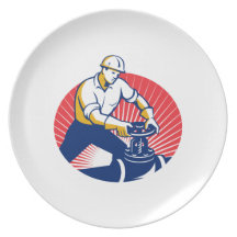 Válvula de torneado del tubo de Pipefitter retra Plato De Cena