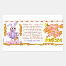 Valxart 1999 1939 2059 zodiacos EarthRabbit Piscis Rectangular Pegatinas