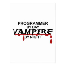 Vampiro del programador por noche tarjetas postales