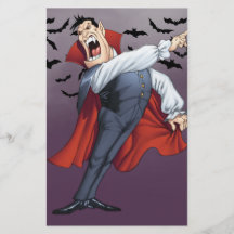 Vampiro divertido del dibujo animado con los palos tarjeton