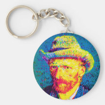 Van Gogh - autorretrato con el sombrero de fieltro Llaveros Personalizados