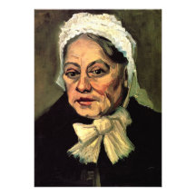 Van Gogh, cabeza de la mujer mayor, casquillo blan Invitacion Personalizada
