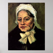 Van Gogh, cabeza de la mujer mayor, casquillo blan Impresiones