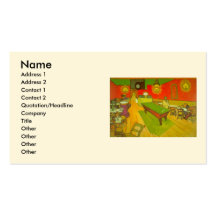 Van Gogh; Café de la noche, arte del impresionismo Tarjetas De Visita