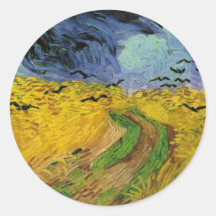 Van Gogh - campo de trigo con los cuervos (1890) Etiqueta Redonda