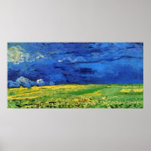 Van Gogh; Campo de trigo debajo del cielo nublado Posters