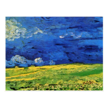 Van Gogh; Campo de trigo debajo del cielo nublado Tarjeta Postal