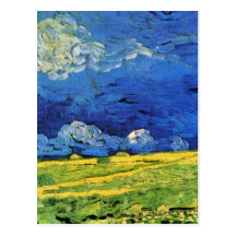 Van Gogh; Campo de trigo debajo del cielo nublado Postal