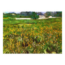 Van Gogh; Campo de trigo en Auvers con Casa Blanca Anuncios