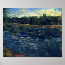 Van Gogh el Sena con un barco de Rowing Impresiones