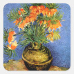 Van Gogh: Fritillarias en florero Calcomanías Cuadradases