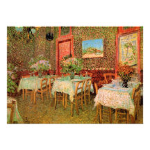 Van Gogh; Interior de un restaurante, arte del vin Invitacion Personal