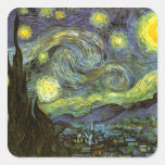 Van Gogh: Noche estrellada Pegatinas Cuadradas Personalizadas